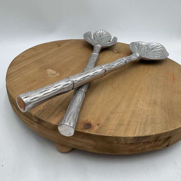 Garden Lettuce Cabbage Leaf Salad Tongs Serving Spoons Sand Cast Alloy Metalware - Picture 3 of 9